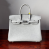 Birkin 25  Saddle stitch authentic hand-sewn Togo Leather in Milkshake White with Silver Hardware Hand stitched Handcrafted Birkin 25  Saddle stitch
