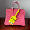 Birkin 25 Rose Confetti Swift Palladium Hardware  Biscuit-colored Swift leather Handmade women's handbag
