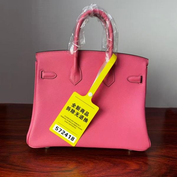 Birkin 25 Rose Confetti Swift Palladium Hardware  Biscuit-colored Swift leather Handmade women's handbag
