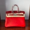 Birkin  25 Hand stitched Rouge Vif Touch Niloticus Crocodile Birkin 25 PHW  Handcrafted Saddle stitch authentic hand-sewn