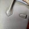 Birkin 25 Handcrafted Saddle stitch  Gris Neve Swift Leather with Palladium Hardware Palladium  Hardware Hand stitched authentic hand-sewn