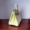 Birkin 25 Bleu Lin Swift Gold Hardware Jaune Milton Handmade women's handbag 14 Birkin 25 Bleu Lin Swift Gold Hardware Jaune Milton Handmade women's handbag