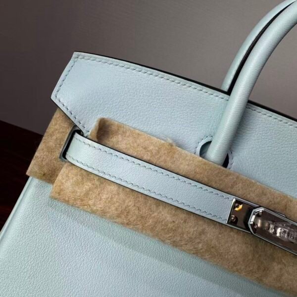 Birkin 25 Hand stitched  Handcrafted authentic hand-sewn Vert Fizz Swift Leather with Palladium Hardware Palladium  Hardware authentic hand-sewn