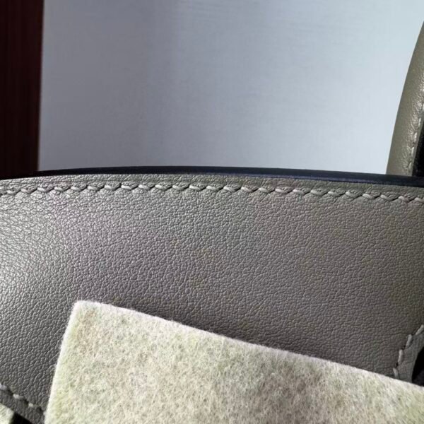 Birkin 25 Handcrafted Saddle stitch  Gris Neve Swift Leather with Palladium Hardware Palladium  Hardware Hand stitched authentic hand-sewn