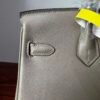 Birkin 25 Handcrafted Saddle stitch  Gris Neve Swift Leather with Palladium Hardware Palladium  Hardware Hand stitched authentic hand-sewn