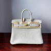 Birkin 25  Saddle stitch authentic hand-sewn Craie Togo Gold Hardware Hand stitched Handcrafted