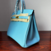 Birkin 25  Bleu Celeste 7N Swift Gold Hardware authentic hand-sewn  Saddle stitch  Handcrafted Hand stitched