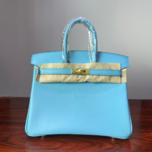 Birkin 25  Bleu Celeste 7N Swift Gold Hardware authentic hand-sewn  Saddle stitch  Handcrafted Hand stitched