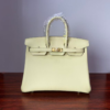 Birkin 25 Bleu Lin Swift Gold Hardware Jaune Milton Handmade women's handbag 11 Birkin 25 Bleu Lin Swift Gold Hardware Jaune Milton Handmade women's handbag