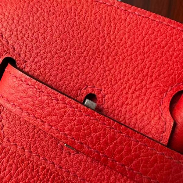Birkin 25 Handcrafted Togo Leather in Ferrari Red with Silver Hardware Hand stitched Saddle stitch authentic hand-sewn sophisticated 6 Birkin 25 Handcrafted Togo Leather in Ferrari Red with Silver Hardware Hand stitched Saddle stitch authentic hand-sewn sophisticated