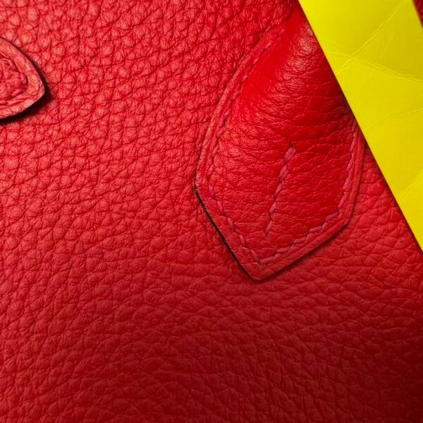 Birkin 25 Handcrafted Togo Leather in Ferrari Red with Silver Hardware Hand stitched Saddle stitch authentic hand-sewn sophisticated 8 Birkin 25 Handcrafted Togo Leather in Ferrari Red with Silver Hardware Hand stitched Saddle stitch authentic hand-sewn sophisticated