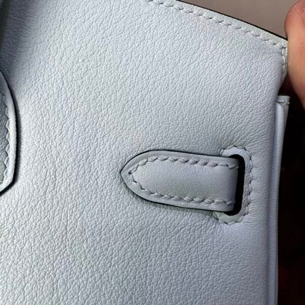 Birkin 25 Hand stitched  Handcrafted authentic hand-sewn Vert Fizz Swift Leather with Palladium Hardware Palladium  Hardware authentic hand-sewn
