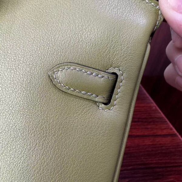 Birkin 25  Hand stitched Saddle stitch Vert Fizz Swift Palladium Hardware Vert Criquet authentic hand-sewn  Handcrafted