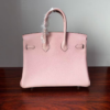 Birkin 25cm Rose Sakura Swift Palladium Hardware Biscuit-colored Swift leather Handmade women's handbag Hand stitched