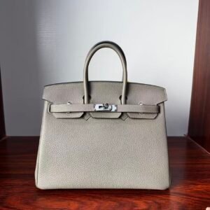 Birkin 25 Hand stitched Handcrafted Gris Asphalte Togo Palladium Hardware Saddle stitch authentic hand-sewn
