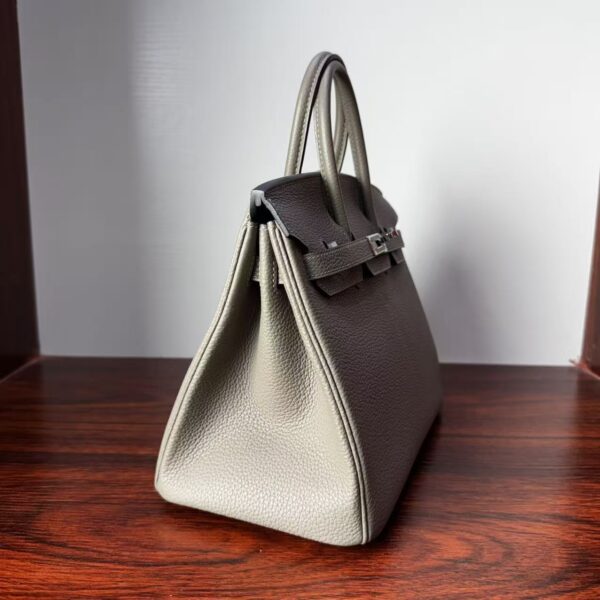 Birkin 25 Hand stitched Handcrafted Gris Asphalte Togo Palladium Hardware Saddle stitch authentic hand-sewn