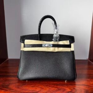 Birkin 25 Touch Noir Black Togo / Lizard, Palladium Hardware
