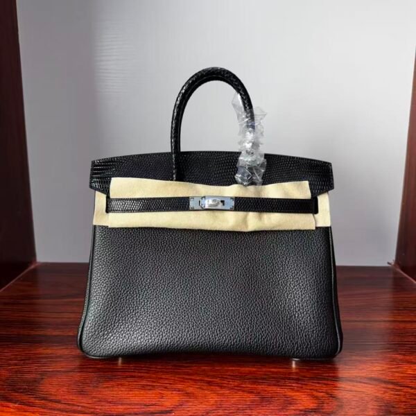 Birkin 25 Touch Noir Black Togo / Lizard, Palladium Hardware