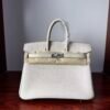 Birkin 25 authentic hand-sewn Touch: Glacier White Crocodile/Togo Mix, Silver Hardware Handcrafted sophisticated