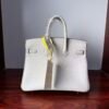 Birkin 25 authentic hand-sewn Touch: Glacier White Crocodile/Togo Mix, Silver Hardware Handcrafted sophisticated