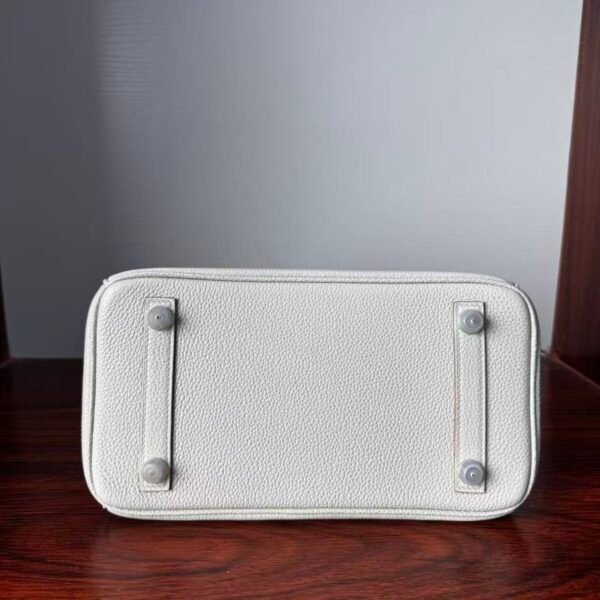 Birkin 25 authentic hand-sewn Touch: Glacier White Crocodile/Togo Mix, Silver Hardware Handcrafted sophisticated