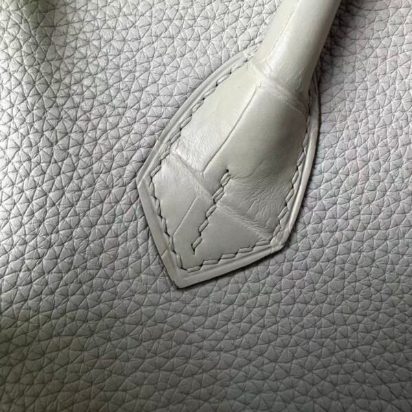 Birkin 25 authentic hand-sewn Touch: Glacier White Crocodile/Togo Mix, Silver Hardware Handcrafted sophisticated