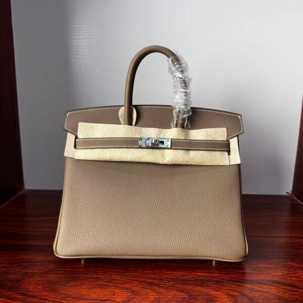 Birkin 25 Saddle stitch authentic hand-sewn Elephant Grey Togo Silver Hardware Hand stitched Handcrafted 1 Birkin 25 Saddle stitch authentic hand-sewn Elephant Grey Togo Silver Hardware Hand stitched Handcrafted