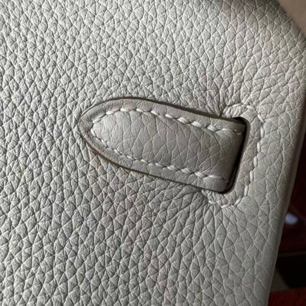 Birkin 25  Saddle stitch authentic hand-sewn Togo Leather in Milkshake White with Silver Hardware Hand stitched Handcrafted Birkin 25  Saddle stitch