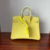 Birkin 25  Swift Palladium Hardware Jaune Poussin Biscuit-colored Swift leather Handmade women's handbag