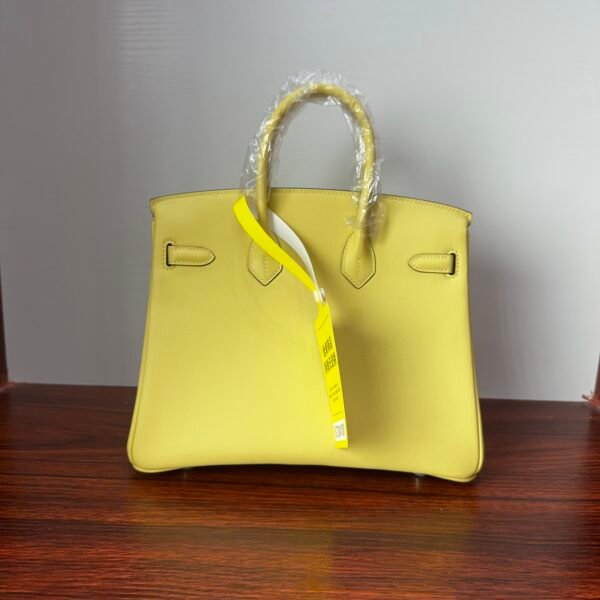 Birkin 25  Swift Palladium Hardware Jaune Poussin Biscuit-colored Swift leather Handmade women's handbag