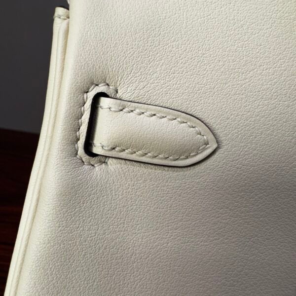 Birkin 25 NATE Swift Palladium Hardware Biscuit-colored Swift leather Handmade women's handbag