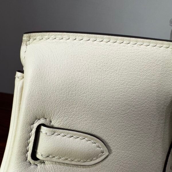 Birkin 25 NATE Swift Palladium Hardware Biscuit-colored Swift leather Handmade women's handbag