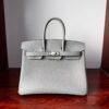 Birkin 25 Saddle stitch authentic hand-sewn in Colombe Grey Togo Leather with Silver Hardware Hand stitched Handcrafted 10 Birkin 25 Saddle stitch authentic hand-sewn in Colombe Grey Togo Leather with Silver Hardware Hand stitched Handcrafted