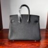Birkin 25 Handcrafted Saddle stitch Matte Black Porosus Crocodile Silver Hardware Hand stitched authentic hand-sewn sophisticated