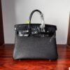 Birkin 25 Saddle stitch Hand stitched Black Porosus Crocodile Silver Hardware authentic hand-sewn Handcrafted