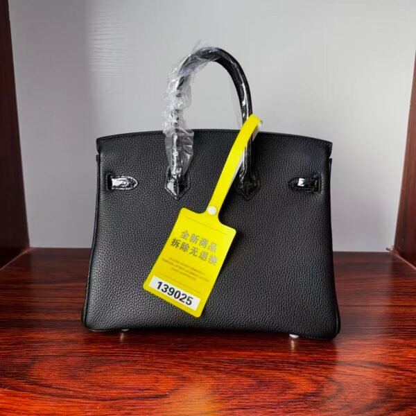 Birkin 25 Saddle stitch Hand stitched Black Porosus Crocodile Silver Hardware authentic hand-sewn Handcrafted