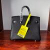 Birkin 25 Saddle stitch Hand stitched Black Porosus Crocodile Silver Hardware authentic hand-sewn Handcrafted