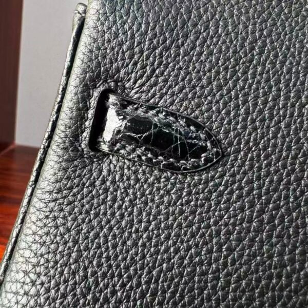 Birkin 25 Saddle stitch Hand stitched Black Porosus Crocodile Silver Hardware authentic hand-sewn Handcrafted