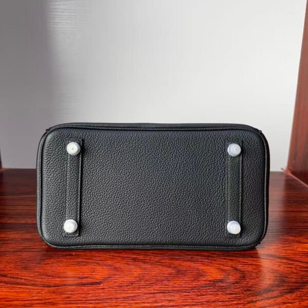 Birkin 25 Handcrafted Saddle stitch Matte Black Porosus Crocodile Silver Hardware Hand stitched authentic hand-sewn sophisticated