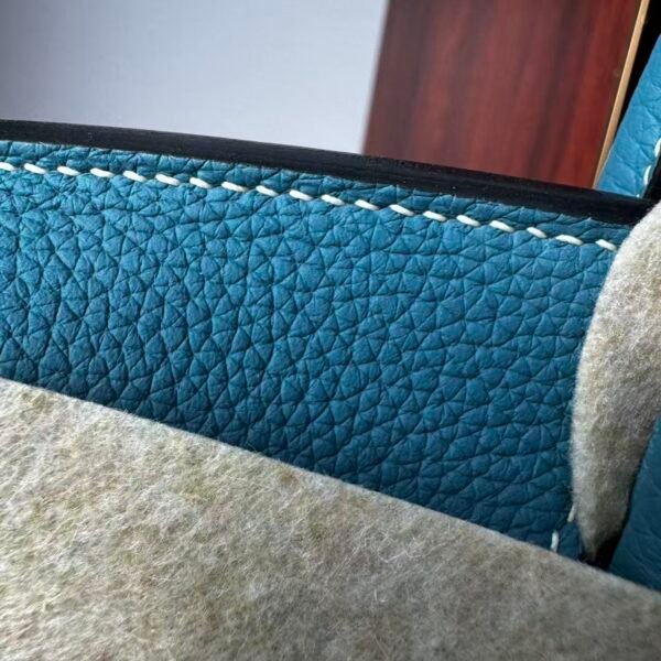 Birkin 25 Handcrafted Saddle stitch Togo Leather in Denim Blue with Silver Hardware Hand stitched authentic hand-sewn 3 Birkin 25 Handcrafted Saddle stitch Togo Leather in Denim Blue with Silver Hardware Hand stitched authentic hand-sewn