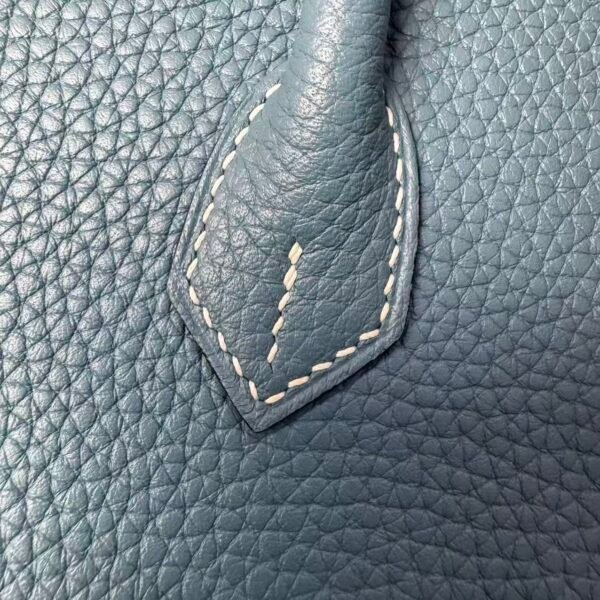 Birkin 25 Handcrafted Saddle stitch Togo Leather in Denim Blue with Silver Hardware Hand stitched authentic hand-sewn 6 Birkin 25 Handcrafted Saddle stitch Togo Leather in Denim Blue with Silver Hardware Hand stitched authentic hand-sewn