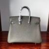 Birkin 25 Hand stitched Handcrafted Graphite Grey,  Saddle stitch Niloticus Crocodile, Palladium Hardware authentic hand-sewn sophisticated