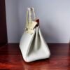 Birkin 25 Handcrafted Hand stitched Alligator Vanilla / Togo Mushroom White, Silver Hardware authentic hand-sewn Saddle stitch
