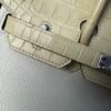 Birkin 25 Handcrafted Hand stitched Alligator Vanilla / Togo Mushroom White, Silver Hardware authentic hand-sewn Saddle stitch