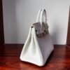 Birkin 25 Handcrafted Togo authentic hand-sewn Leather Mushroom White Silver Hardware Saddle stitch Hand stitched