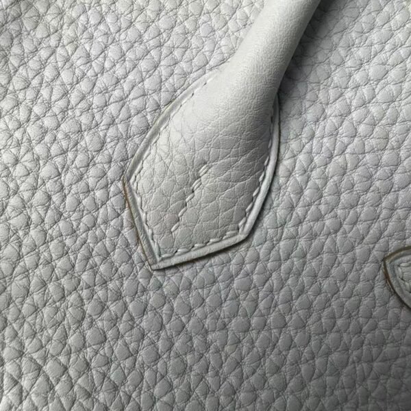 Birkin 25 Handcrafted Togo authentic hand-sewn Leather Mushroom White Silver Hardware Saddle stitch Hand stitched