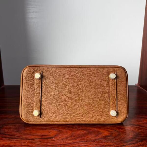 Birkin 25 Handcrafted  Saddle stitch Shiny American Alligator, Gold Brown, Gold Hardware Hand stitched authentic hand-sewn