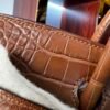 Birkin 25 Handcrafted  Saddle stitch Shiny American Alligator, Gold Brown, Gold Hardware Hand stitched authentic hand-sewn