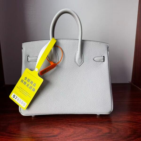  Birkin 25  Saddle stitch authentic hand-sewn in Gris Platine, Togo Leather, Silver Hardware Hand stitched Handcrafted