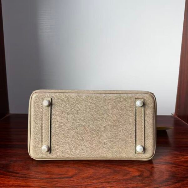 Birkin 25 Saddle stitch authentic hand-sewn Togo Leather in Trench Grey with Silver Hardware Hand stitched Handcrafted